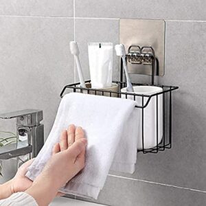 POTS AND PLANTS Stainless Steel Wall Mounted Hanging Storage Holder Bathroom Shower Caddy Basket Shelf for Bathroom Sink Sponge Holder, Toothbrush Holder with Kitchen Towel Rack, Shampoo