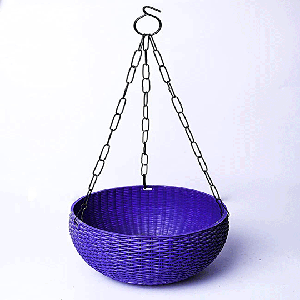 POTS and Plants Plastic Flower Pot Hanging Medium , Multicolour, 5 Pieces with Plastic Hanger/Holder (8.5 in)