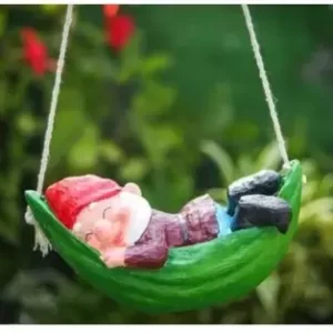 Pots & Plants Sleeping Gnome On Hammock Garden Decor, Home Decor, Hanging Gnome, Hanging Decor Decorative Showpiece - 12 cm  (Polyresin, Multicolor)