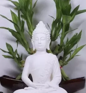 Pots & Plants Meditation/Dhyan Buddha Statue Lord Figurine/Idol showpiece(10 inch ) Decorative Showpiece - 25.4 cm  (Polyresin, White)