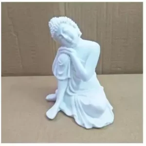 Pots & Plants Sitting Relaxing Buddha God Idol I Statue or Vastu Decorative (White) Decorative Showpiece - 10 cm  (Polyresin, White)